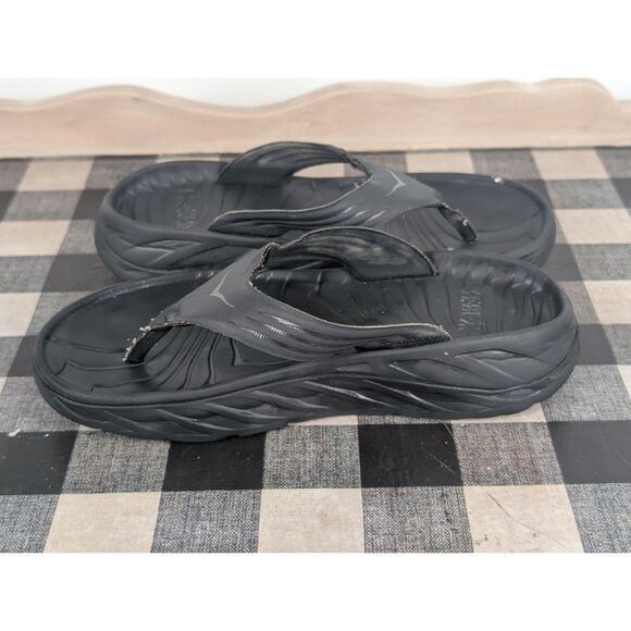 Hoka One One ORA Recovery Flip Flops Black Men's Size 10 - Picture 10 of 15